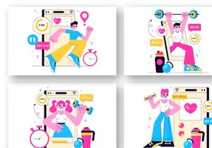 10 Virtual Fitness App Promotion Illustration