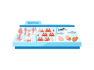 Seafood freezer flat color vector object preview picture