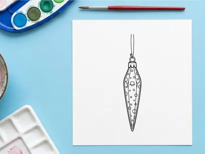 Silver Christmas acorn ornament with intricate snowflake and holly leaf design hanging on tree