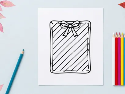 Etiqueta de presente de Natal desenhada à mão com laço de fita, rótulo de presente festivo esboço.