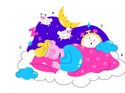 10 Restful Sleep Vector Illustration