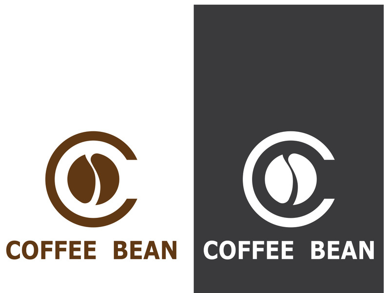 Coffee bean logo for cafe, business, label.