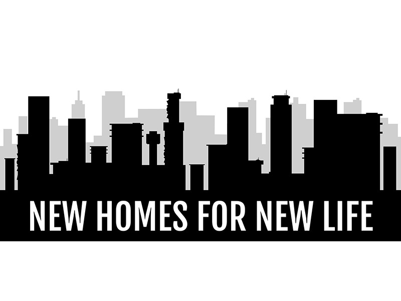 New homes for new life black silhouette banner vector template