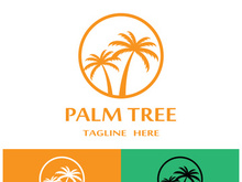 Palm tree summer logo design with creative ideas.
