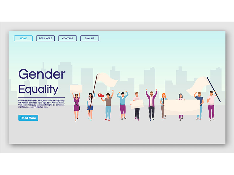 Gender equality landing page vector template