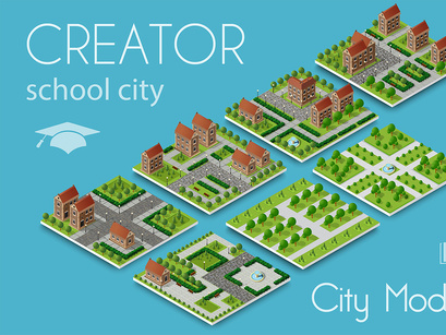 City module creator isometric school city