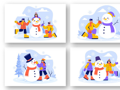 8 Making a Snowman Illustration