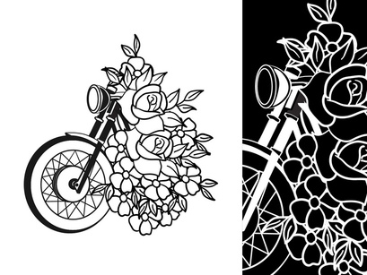 Flower x Motorcycle art Vector Bundle