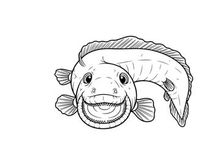Happy cartoon fish smiling vector illustration flat design