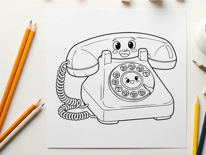 Cute retro phone smiling vector illustration flat design