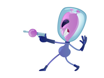 Alien with gun flat cartoon vector illustration preview picture