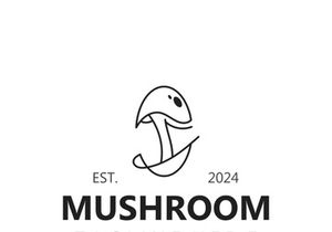 Mushroom botanical logo modern and simple stamp style. nature or food template