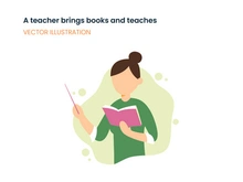 A teacher brings book and teaches