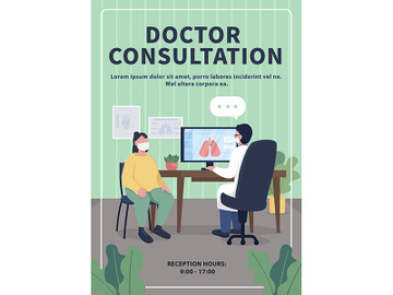 Doctor consultation poster flat vector template preview picture