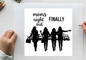 Silhouette of four women on moms night out finally adventure together