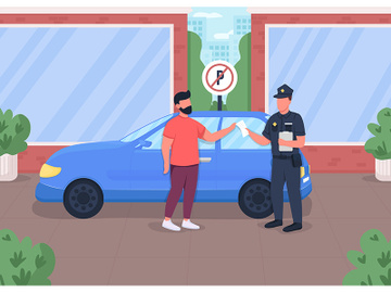 Traffic ticket flat color vector illustration preview picture