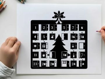 Christmas advent calendar with tree silhouette preview picture