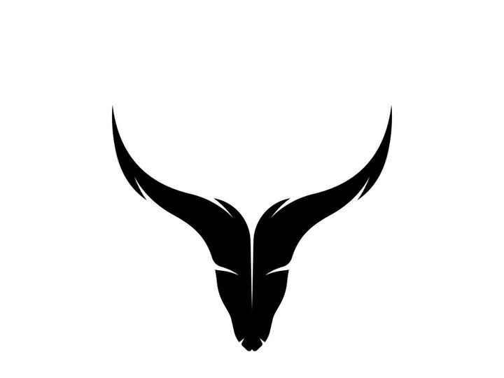 Retro vintage bull head horns logo.