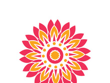 Traditional Asian colorful floral pattern Stained glass mosaic logo tile design inspiration