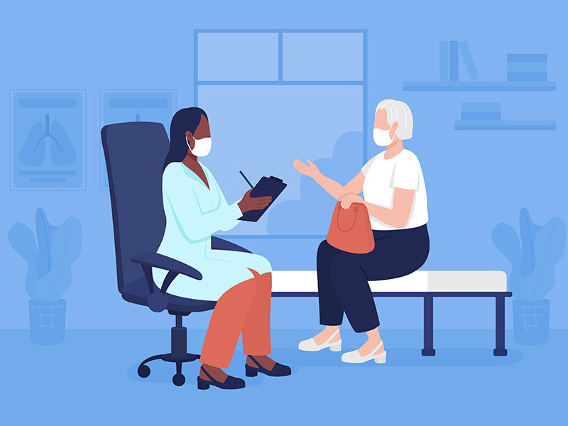 Geriatric counseling flat color vector illustration