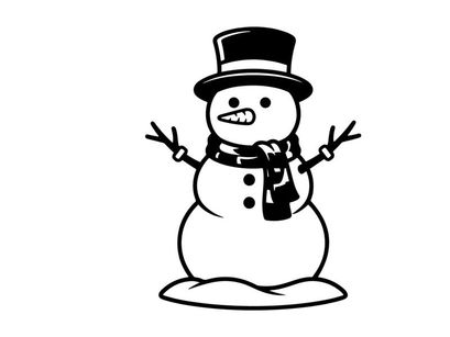 Cute Snowman with Top Hat and Scarf for Winter Holiday Decor
