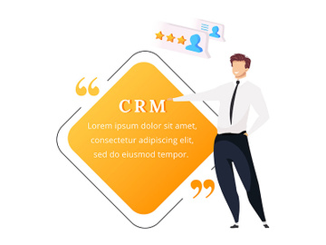 CRM flat color vector character quote preview picture