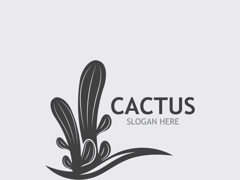 Vintage Cactus tree plant Logo nature design, desert plant vector illustration
