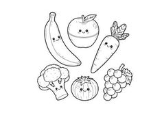 Cute food fruits and vegetables vector illustration flat design