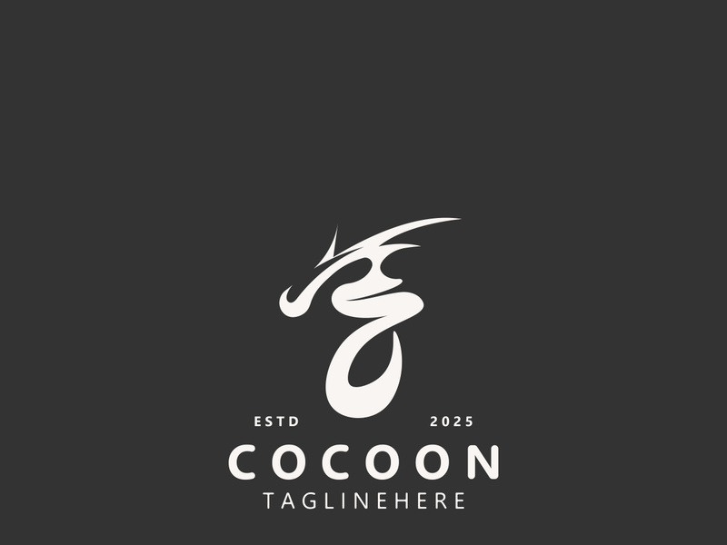 Cocoon logo Butterfly silkworm symbol. Illustration caterpillar animal template design