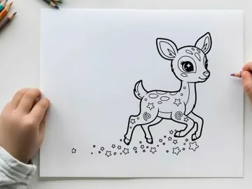 Cute baby deer with stars vector illustration flat design preview picture
