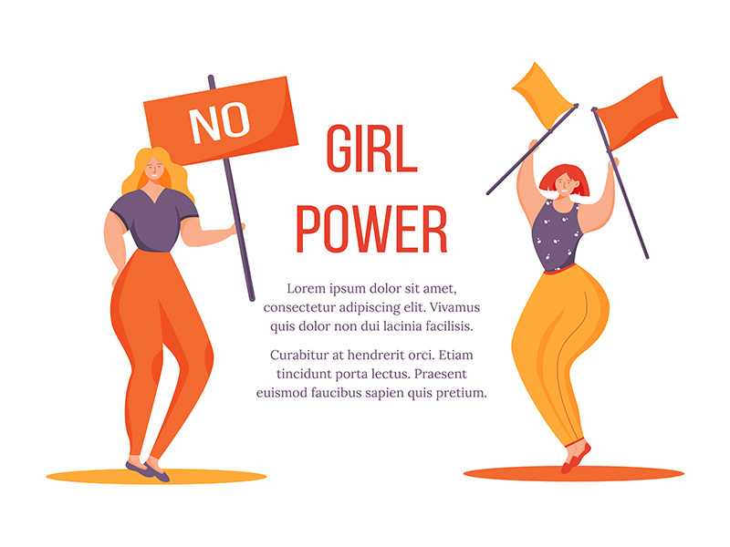 Girl power flat poster vector template