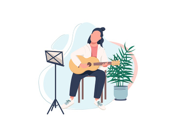Young guitarist flat color vector faceless character preview picture