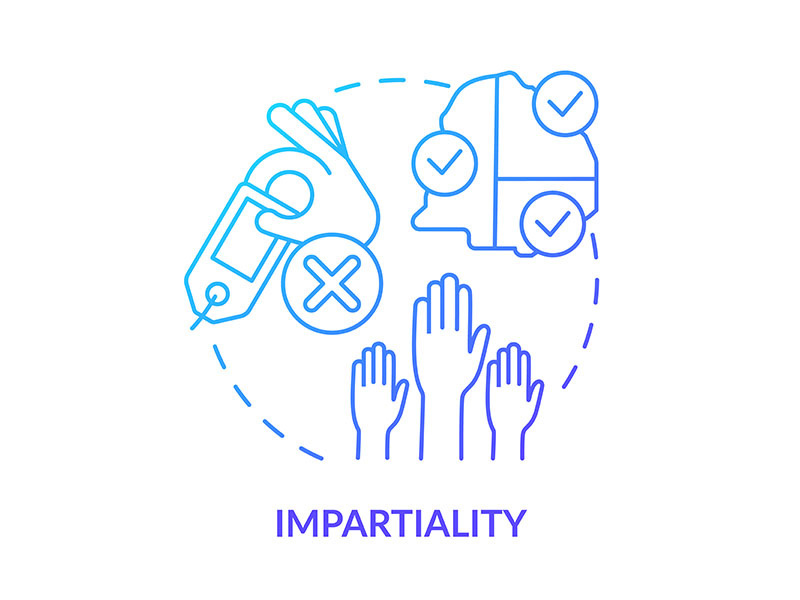 Impartiality blue gradient concept icon