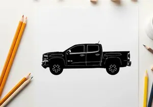 Silhouette of a pickup truck vehicle in profile view