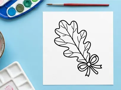 Elegant oak leaf illustration for nature and botanical themes. Artistic botanical drawing for design projects.