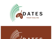 Date palm fruit plant logo design with leaves,seeds and date palm tree isolated background exotic organic plant.
