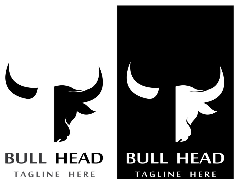 Retro vintage bull head horns logo design.