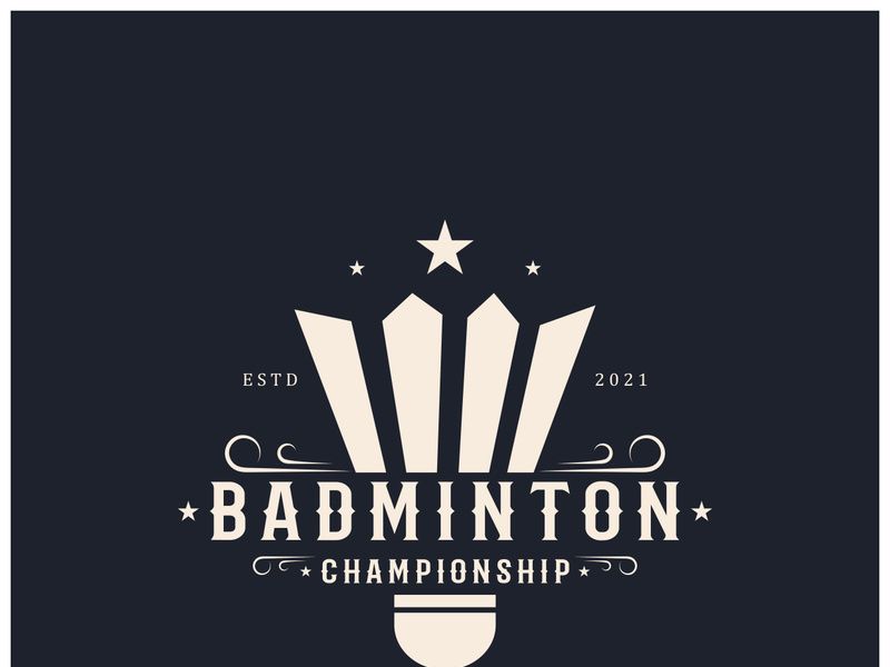 Modern Badminton logo design with Dynamic Shuttlecock and Racket, for championship, sport, sports shop, badminton school, business, company, tournament