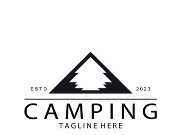 vintage and retro tent logo, camping. With tent, tree and bonfire sign. adventurers, scouts, climbers, camping equipment center preview picture