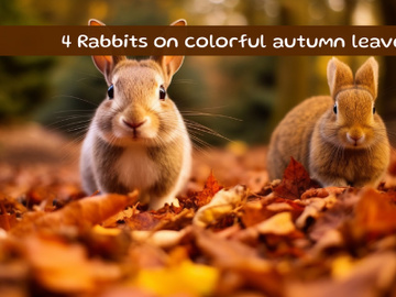 Rabbits on colorful autumn leaves preview picture