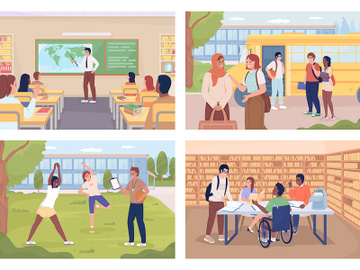 Daily school routine illustration set preview picture