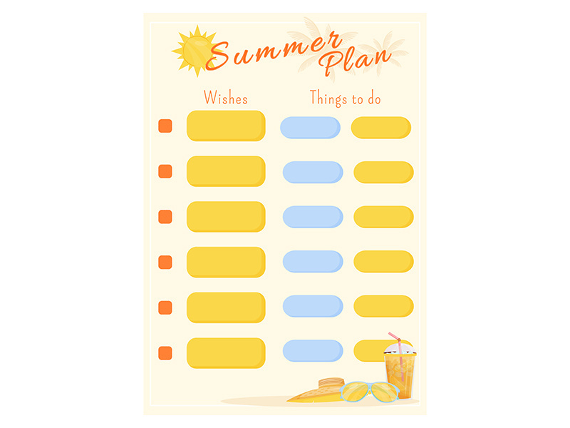 Summer plan creative planner page design