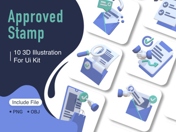 3d Illustration Approved Stamp preview picture
