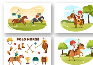 13 Polo Horse Sports Player Illustration