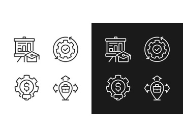 Improvement business process pixel perfect linear icons set for dark, light mode preview picture
