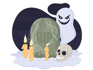 Tombstone spooky decor for Halloween vector isolated illustration preview picture