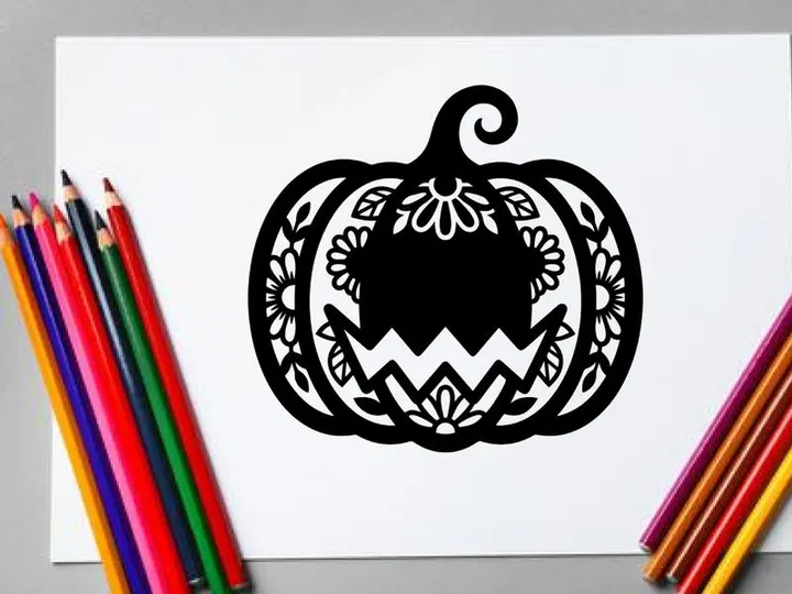 Siluet Labu Halloween dengan Wajah Seram untuk Dekorasi Musim Gugur