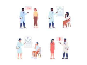 Doctor consultation semi flat color vector characters set preview picture