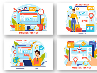 12 Online Travel Ticket Illustration