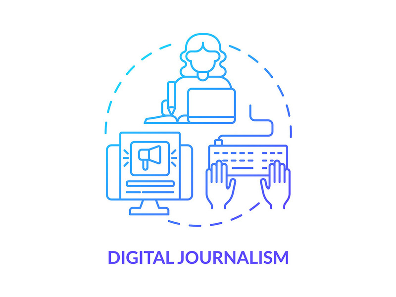 Digital journalism blue gradient concept icon